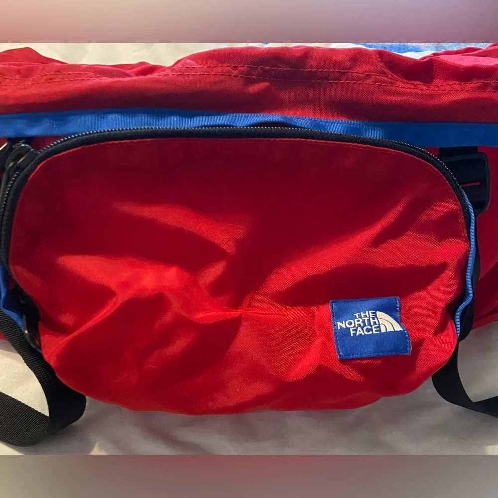 Vtg North Face Sport Hiker Multi-Pocket Lumbar Waist Fanny Pack Day Bag Red/blue